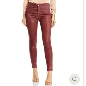 NWT Adriano Goldschmied Women's Red Coated Jeans Farrah High Rise Skinny Ankle